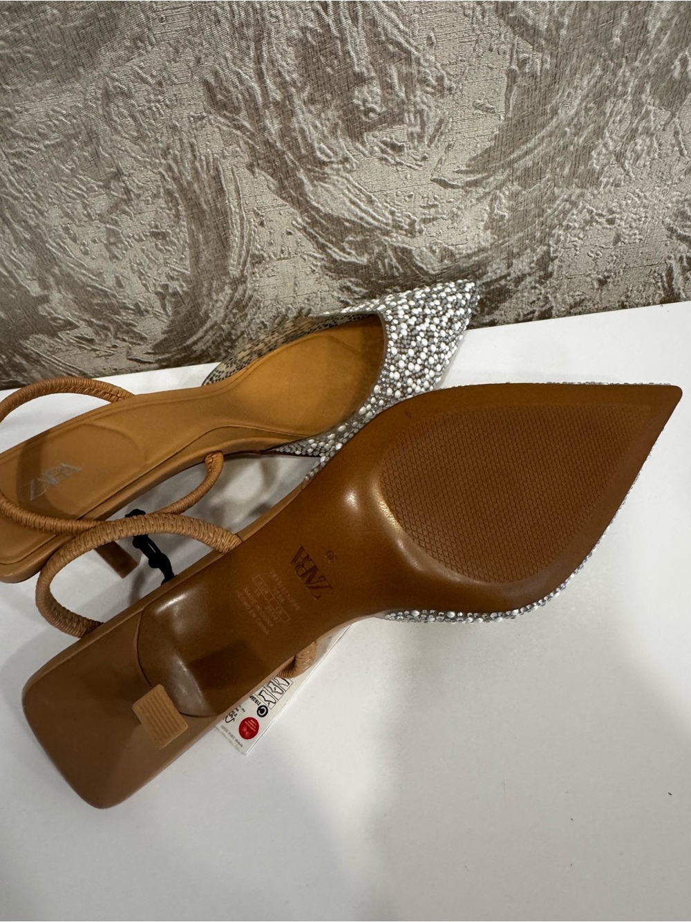 Zara NWT Embellished Jeweled heels size 8 - Picture 4 of 5
